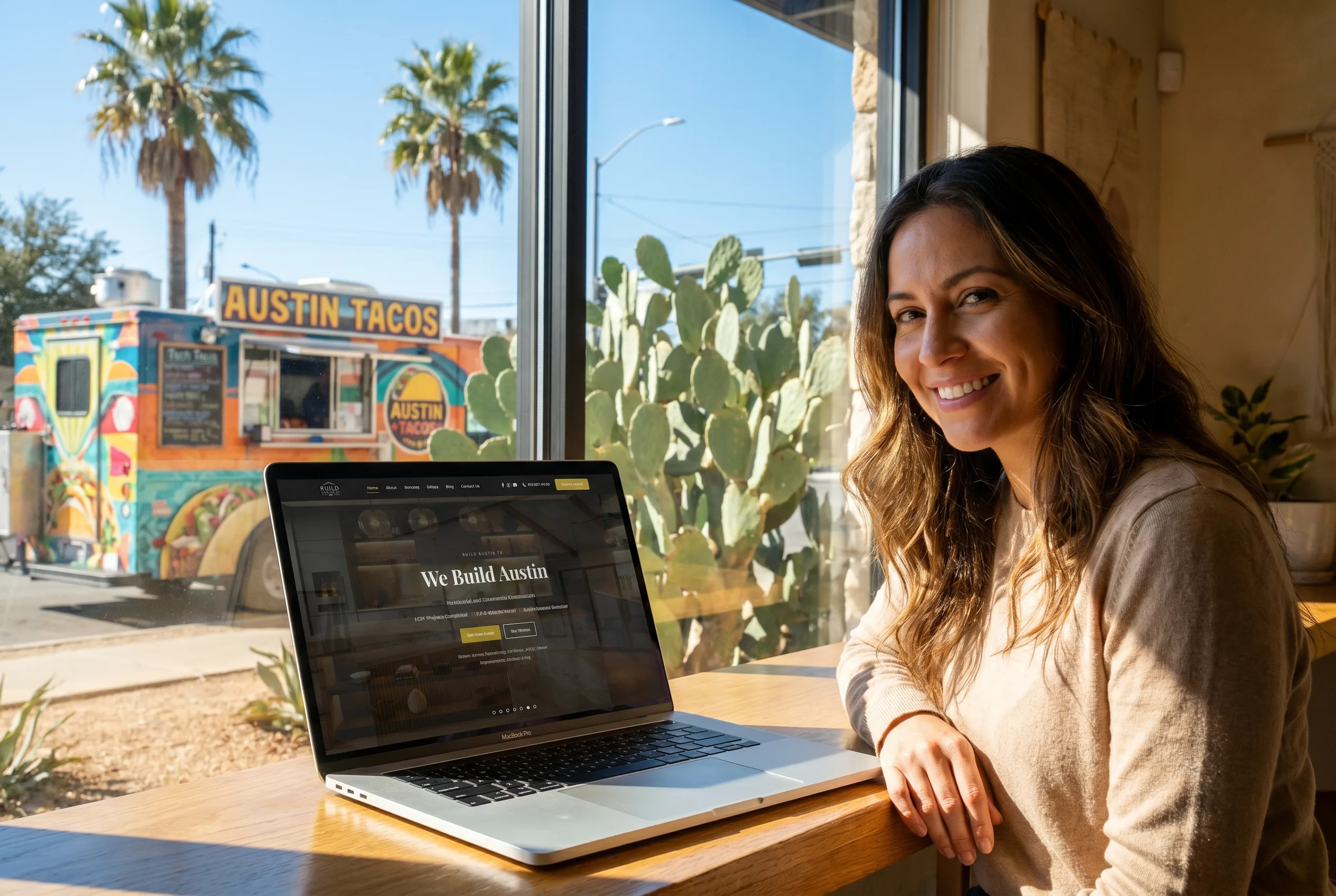 Web designer working on a website at a sleek workstation